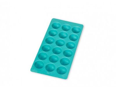 Ijsblokjesvorm uit rubber voor 18 ronde ijsblokjes aquablauw