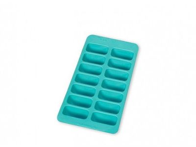 Ijsblokjesvorm uit rubber voor 14 ijsblokjes aquablauw met deksel 22x11x3.5cm