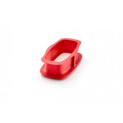 Rechthoekige springvorm uit silicone rood met keramisch bord wit 24x14.4x7.6cm 