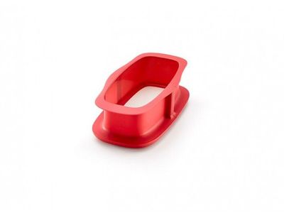Rechthoekige springvorm uit silicone rood met keramisch bord wit 24x14.4x7.6cm