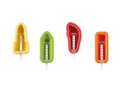 Set van 4 ijsjesvormen - potlood, voet, raket en twister 5.6x11.5x2.6cm