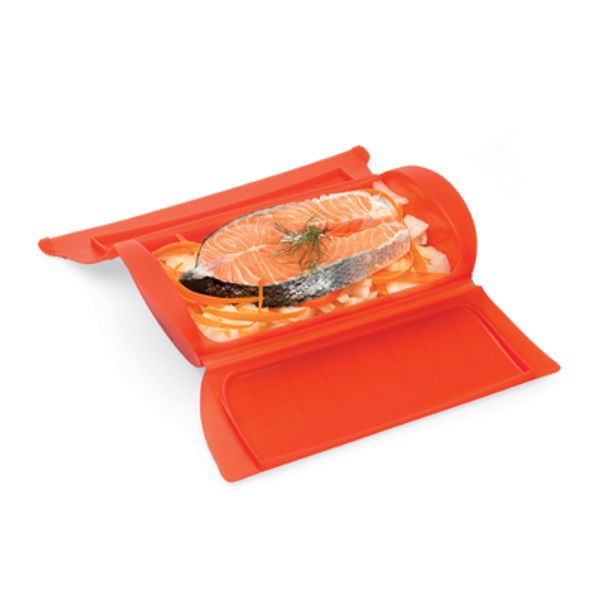 Lékué Magnetron stomer voor 1-2 personen uit silicone rood 24x12.4x5cm