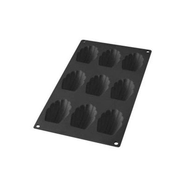 Lékué Bakvorm uit silicone voor 9 madeleines zwart 7x4.7x1.7cm