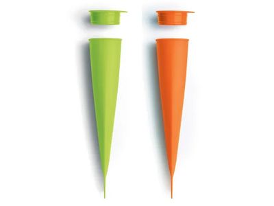 Set van 3 ijsjesvormen calippo uit silicone groen, roze en oranje