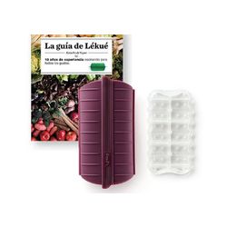 Lékué Set van stomer uit silicone voor 3-4 personen aubergine en kookboek NL 