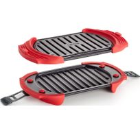 Grillplaat met anti-aanbaklaag voor magnetron zwart en rood 25.2x14.8x5.2cm 