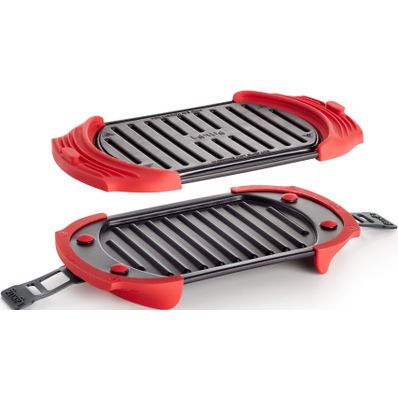 Grillplaat met anti-aanbaklaag voor magnetron zwart en rood 25.2x14.8x5.2cm 