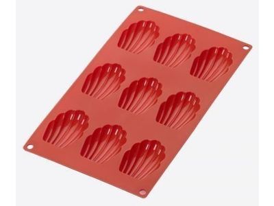 Bakvorm uit silicone voor 9 madeleines rood 7x4.7x1.7cm