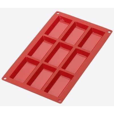 Moule en silicone pour 9 financiers rouge 8.5x4.3x1.2cm  Lékué