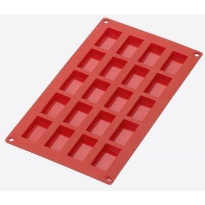 Moule en silicone pour 20 financiers rouge 8.5x4.3x1.2cm  Lékué