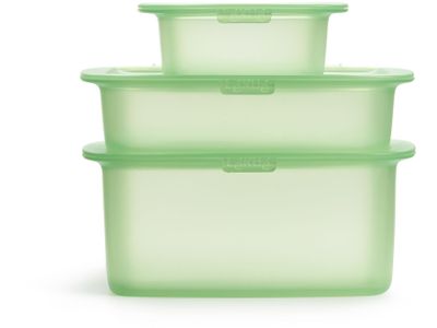 Set van 3 voorraaddozen uit silicone groen 200ml, 500ml & 1L