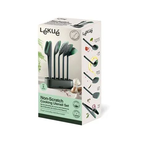 Set avec 5 ustensiles de cuisine et support en silicone  Lékué