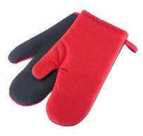 Set de 2 maniques en coton et néoprène rouge et noir 