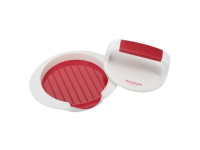 Hamburgerpers uit kunststof wit en rood 16x14.3x5.7cm