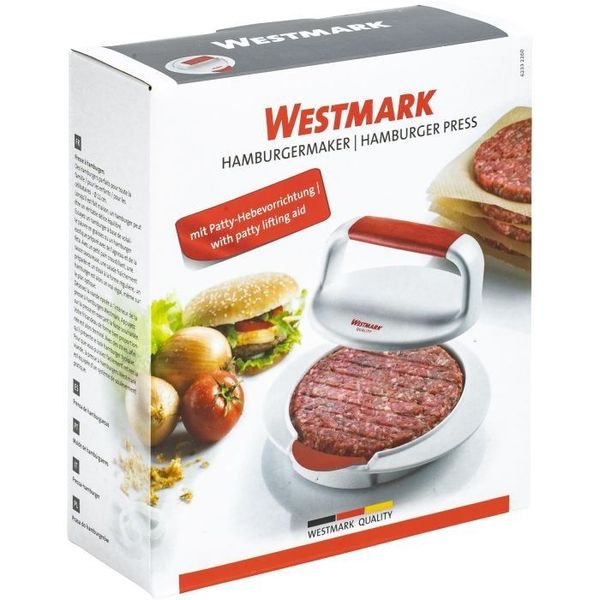 Westmark Hamburgerpers uit kunststof wit en rood 16x14.3x5.7cm