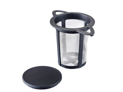 Thee infuser uit kunststof en rvs zwart 11x7.2x8cm