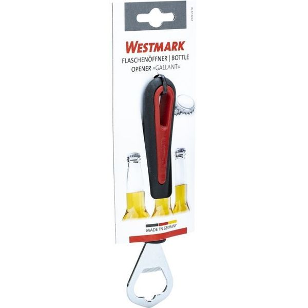 Westmark Gallant flesopener uit rvs en kunststof zwart en rood 17x4x2cm