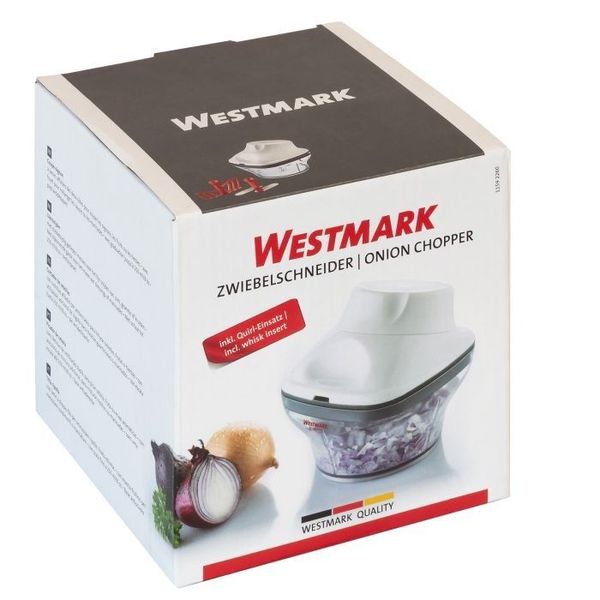 Westmark hakker voor ajuin uit kunststof en silicone wit en groen 12.3x12.3x12.5cm