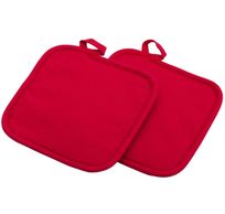 set van 2 pannenlappen uit katoen en neopreen rood 19.5x20x2cm 