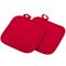 set van 2 pannenlappen uit katoen en neopreen rood 19.5x20x2cm 