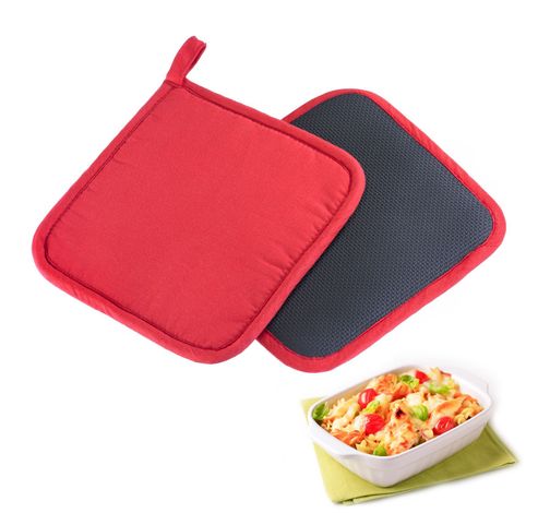 set de 2 maniques en coton et néoprène rouge 19.5x20x2cm  Westmark