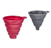 Set van 2 vouwbare trechters uit silicone grijs en rood Ø 10cm en Ø 11cm 