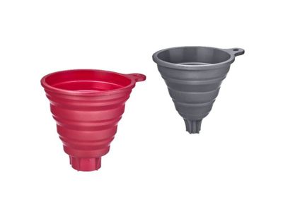 Set van 2 vouwbare trechters uit silicone grijs en rood Ø 10cm en Ø 11cm