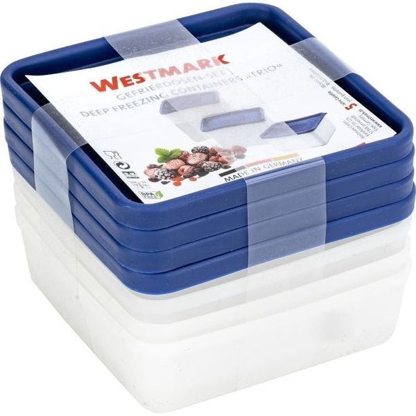 Westmark Trio set van 4 diepvriesdozen uit kunststof blauw 250ml