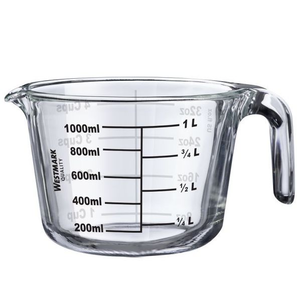 Maatbeker uit borosilicaatglas 1L 