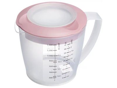 Helena maatbeker met deksel uit kunststof roze 1.4L