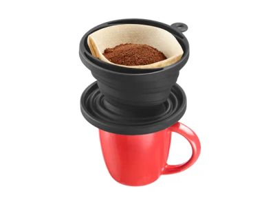 filtre à café pliable en silicone gris foncé 11x11x1.9cm - taille 2