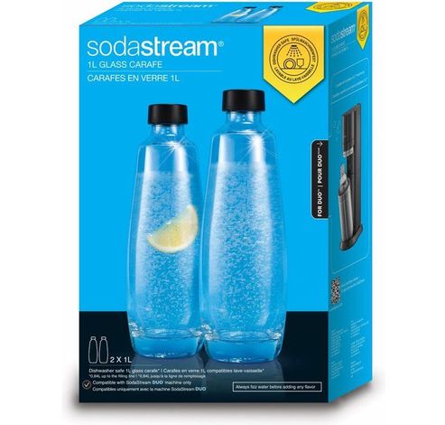 2-pack glazen karaffen 1L vaatwasbestendig voor DUO  SodaStream