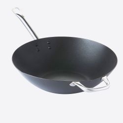 Point-Virgule Wok uit carbonstaal met Excalibur antikleeflaag ø 36cm