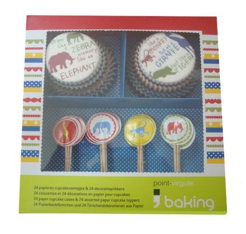 Set van 24 cupcakes & toppers Cute Like Safari  Point-Virgule