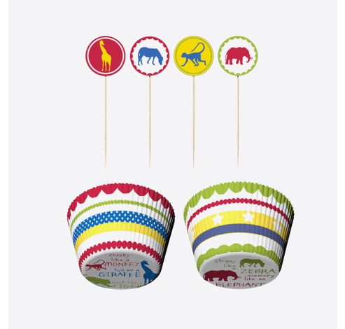 Set van 24 cupcakes & toppers Cute Like Safari  Point-Virgule