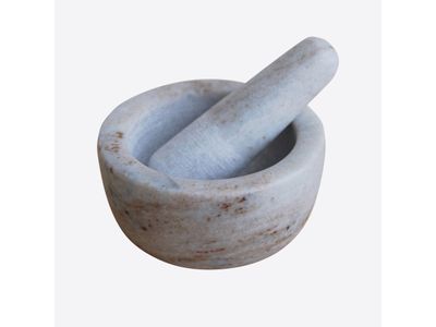 vijzel & stamper uit gepolijst marmer wit ø 12cm