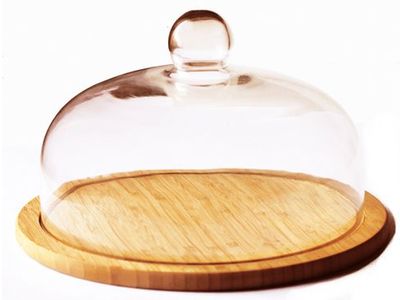 Kaasplank uit bamboe met glazen stolp ø 30cm