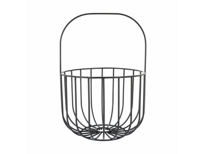 Wire fruitmand met handvat zwart 22.5x32.5cm