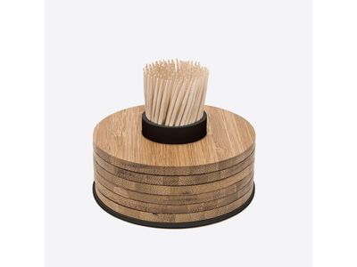 Glasonderzetters uit bamboe by Tore Bleuzé 6 stuks op tandenstokerhouder Zwart