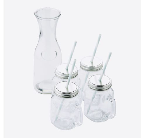 Set de carafe et 4 gobelets avec couvercle et paille  Point-Virgule