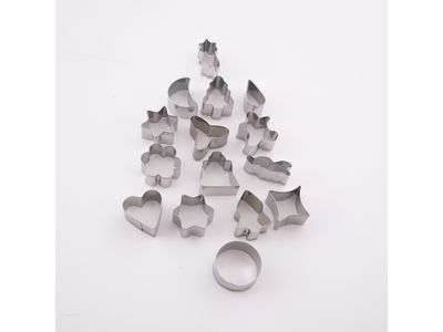 Set van 16 uitsteekvormpjes uit rvs kerstmis