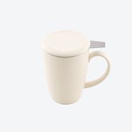 Tasse avec infuseur à thé et couvercle mat blanc cassé 400ml 