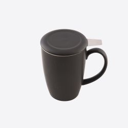 Point-Virgule Tasse avec infuseur à thé et couvercle noir mat 400ml 