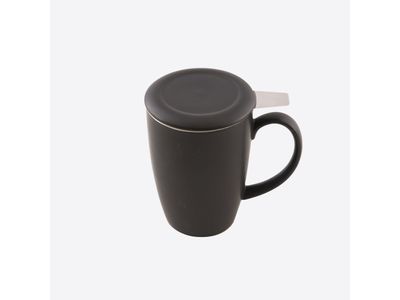 Tasse avec infuseur à thé et couvercle noir mat 400ml