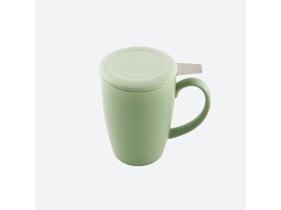 Tasse avec infuseur à thé et couvercle vert sauge mat 400ml