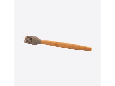 Silicone borstel met bamboe handvat taupe 25cm