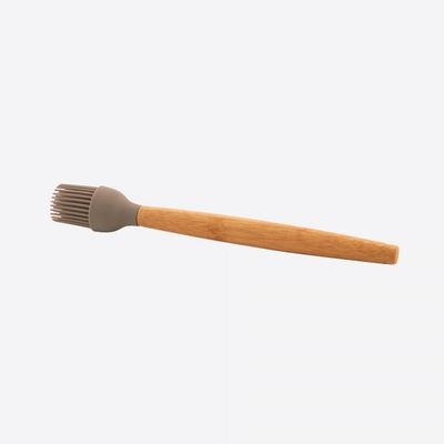 Silicone borstel met bamboe handvat taupe 25cm  Point-Virgule