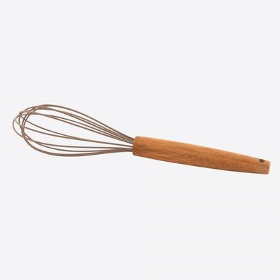 Fouet en silicone avec poignée en bambou taupe 30.5cm 