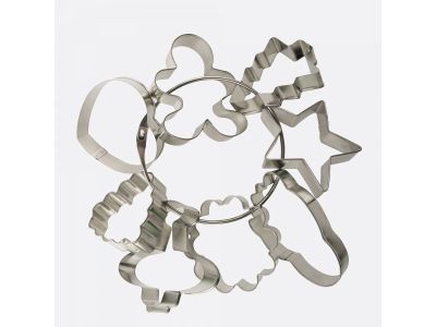 Set van 8 uitsteekvormen uit vertind metaal 7.2x6.6x1.9cm