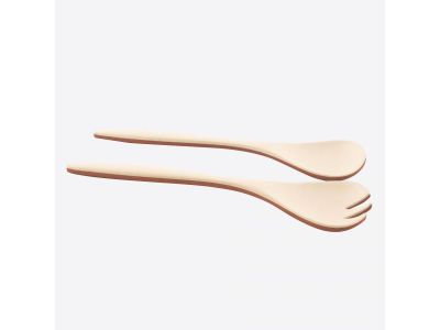 Point-Virgule 2-delig slabestek uit bamboevezel wit en oranje 26.5cm